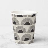 黒モダン&ベージュサンセット抽象芸術アートパターン 紙コップ (裏面)