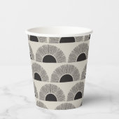 黒モダン&ベージュサンセット抽象芸術アートパターン 紙コップ (正面)