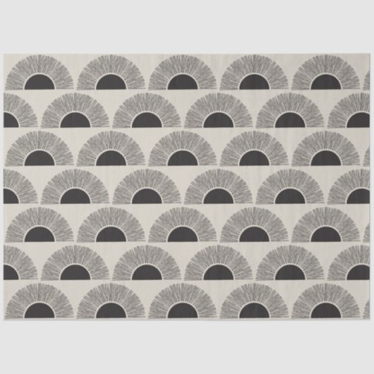 黒モダン&ベージュサンセット抽象芸術アートパターン 薄葉紙 (正面)