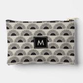 黒モダン&ベージュサンセット抽象芸術アートモノグラム アクセサリーポーチ (裏面)