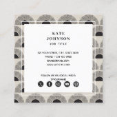 黒モダン&ベージュサンセット抽象芸術アートQRコード スクエア名刺 (裏面)