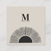 黒モダン&ベージュサンセット抽象芸術アートQRコード スクエア名刺 (正面)