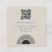 黒モダン&ベージュサンセット抽象芸術アートQRコード スクエア名刺 (裏面)