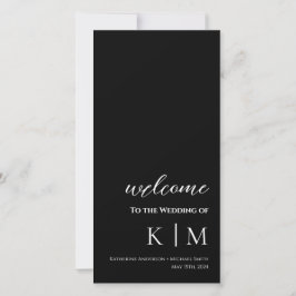 黒モダン – モノグラム – 結婚式 プログラム-