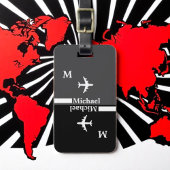 黒モダン/名前の付いた白の手荷物 ラゲッジタグ