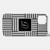 黒モダン、白と灰色のストライプ – モノグラム Case-Mate iPhoneケース (裏面 (横))