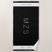 黒モダン/白ビーチタオル ビーチタオル (正面)