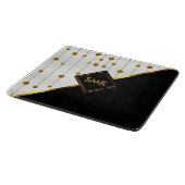 黒モダン、白、および金ゴールドのドット カッティングボード (角)