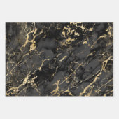 黒モダン、白、金ゴールドの大理石のパターン ラッピングペーパーシート (正面2)