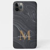 黒モダン、白、金ゴールドモノグラム大理石 Case-Mate iPhoneケース (裏面)