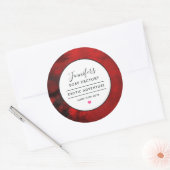 黒モダン&赤抽象芸術ろうそく石鹸の香り ラウンドシール (封筒)