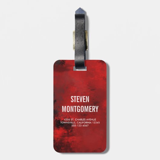 黒モダン&赤抽象芸術 – ダークミステリアス ラゲッジタグ (裏面縦)