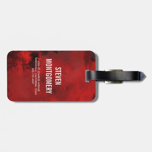 黒モダン&赤抽象芸術 – ダークミステリアス ラゲッジタグ (裏面横)