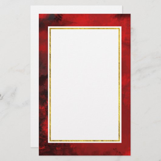 黒モダン&赤抽象芸術 – ダークミステリアス 便箋 (正面/裏面)