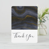 黒モダン&金ゴールドアガテストーン抽象芸術ありがとう サンキューカード (スタンド正面)