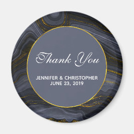 黒モダン&金ゴールドアガテストーン抽象芸術ありがとう マグネット