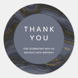 黒モダン&金ゴールドアガテストーン抽象芸術ありがとう ラウンドシール