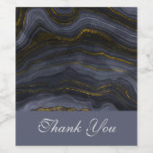 黒モダン&金ゴールドアガテストーン抽象芸術ありがとう ワインラベル (シングルラベル)