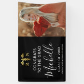 黒モダン&金ゴールドナース医療写真卒業 横断幕 (縦)