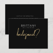 黒モダン+金ゴールドブライドメイド提案カード ノートカード (正面/裏面)