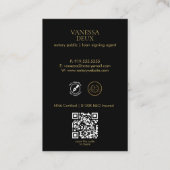 黒モダン&金ゴールド公証人ペンQRロゴエレガント 名刺 (裏面)
