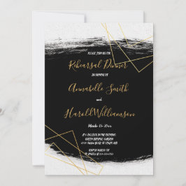 黒モダン&金ゴールド水色Gリハーサルディナー 招待状