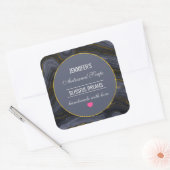 黒モダン&金ゴールド瑪瑙ストーン抽象芸術石鹸 スクエアシール (封筒)