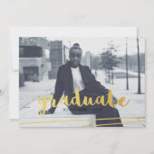 黒モダン、金ゴールド、および白の大学院招待状 招待状 (正面)