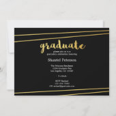 黒モダン、金ゴールド、および白の大学院招待状 招待状 (裏面)