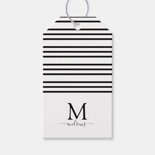 黒モダンGifおもしろいの可愛いクリスマスのトナカイ ギフトタグ (正面)