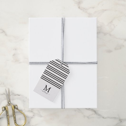 黒モダンGifおもしろいの可愛いクリスマスのトナカイ ギフトタグ (より糸付き)