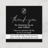 黒モダンGoogleレビューQR公証人ありがとう スクエア名刺 (正面)