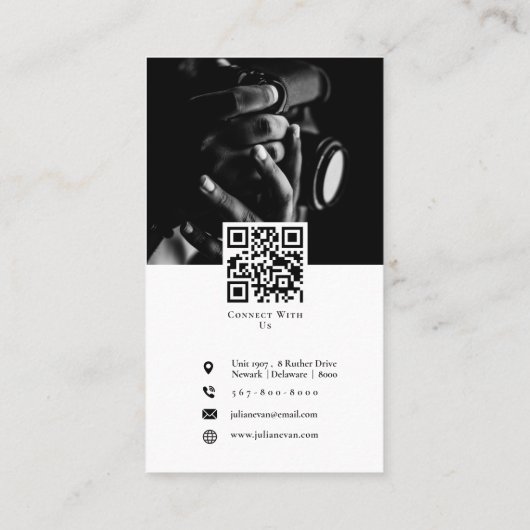 黒モダンInstagramフォトコラージビジネスカード 名刺 (裏面)