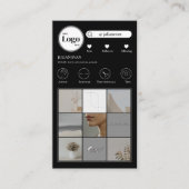 黒モダンInstagramフォトコラージビジネスカード 名刺 (正面)