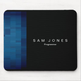 黒モダンN青ピクセル マウスパッド