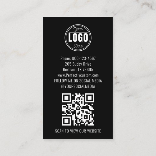黒モダンQRコード最小化者 名刺 (裏面)