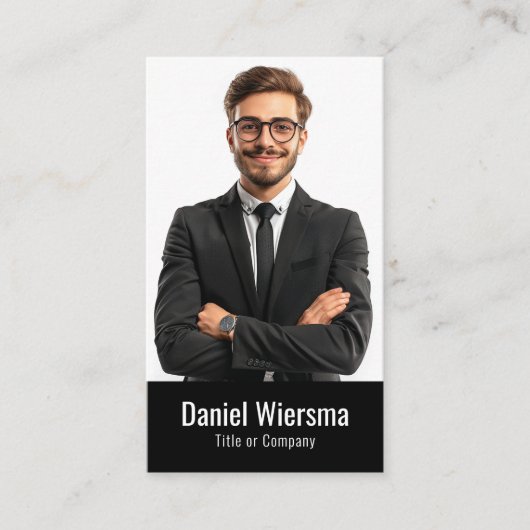 黒モダンQRコード最小化者 名刺 (正面)