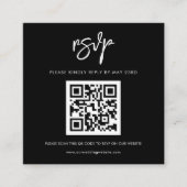 黒モダンQRコードRSVP応答 エンクロージャーカード (正面)