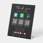 黒モダンQRコー数々のドPaypal Venmoキャッシュアプリ 台座サイン (正面)