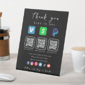 黒モダンQRコー数々のドPaypal Venmoキャッシュアプリ 台座サイン (インサイチュ)
