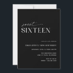 黒モダンSweet sixteen |お洒落第16誕生日 招待状<br><div class="desc">16モダン番目のバースデーパーティ招待状とオフ中心デザイン。黒と白のフォント。裏面はおもしろい「16」パターンを有する。(裏面パターンはデザインツールを使もし用して必要に応じて除去できる)。</div>