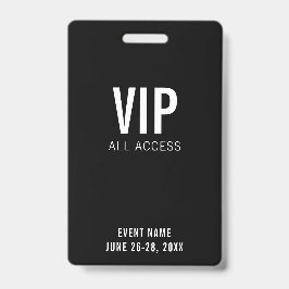 黒モダンVIPすべてのアクセスQRコードイベント バッジ