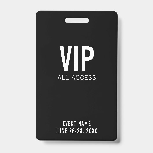 黒モダンVIPすべてのアクセスQRコードイベント バッジ (正面)