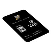 黒モダンWifi QRコードとビジネスロゴ マグネット (右側)