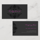 黒モノクロガーリーフローラデザイン 名刺 (正面/裏面)