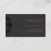 黒モノクロガーリーフローラデザイン 名刺 (裏面)