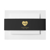 黒モノグラフェイクム金ゴールドハート結婚の 招待状ベリーバンド (正面例)