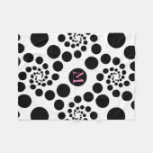 黒モノグラムのい円と点 フリースブランケット (正面(横))