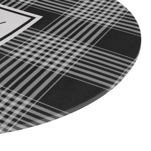 黒モノグラムのとグレーのプ市松模様にライド模様 カッティングボード (角)