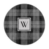 黒モノグラムのとグレーのプ市松模様にライド模様 カッティングボード (正面)